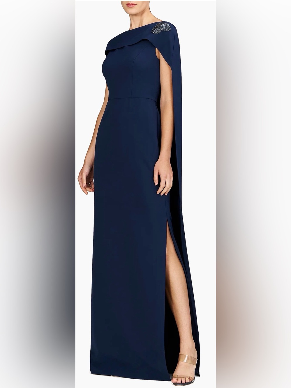 Kay under Alexandria Embellished Crepe Cape Gown size 8